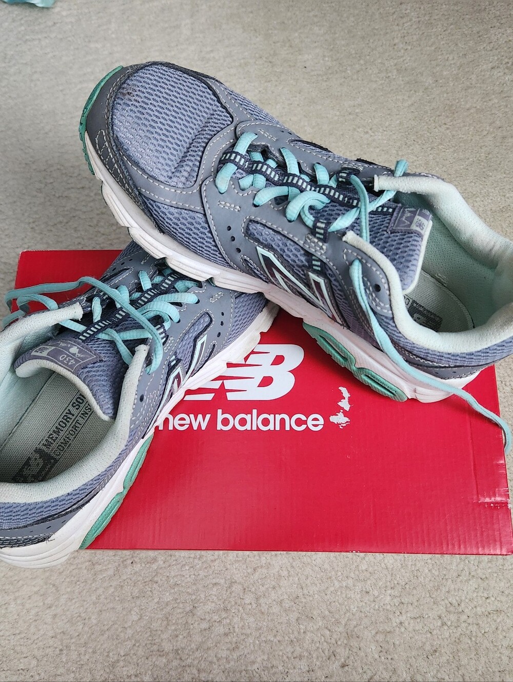 Womens New Balance 430 V1 Athletic Shoes Gray Teal Blue Aqua SIZE 8M